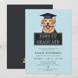 Modern Studenten Golden Retriever med Grad Hat Inbjudningar
