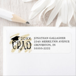 Modern Studenten Hand Lettered GRAD Anpassningsbar Returadress Etikett