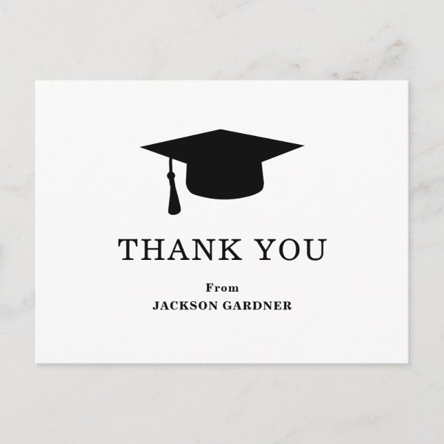 Modern Studenten i Black White Mortar Board Vykort (Framsida)