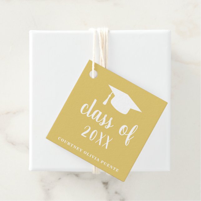 Modern Studenten i Guld Mortar Board Gåvor Etiketter (På plats)