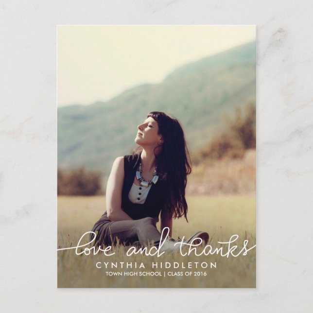 Modern Studenten Kärlek och tack Typografi - foto  Vykort (Framsida)