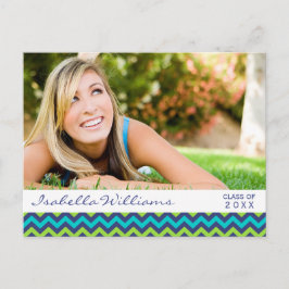 Modern Studenten-klass av 20XX färgstark Chevron Inbjudan Vykort