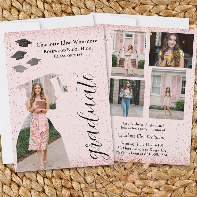Modern Studenten-kungörelsen Inbjudan | Grad Photo (Graduation invitations and announcements card with photo, personalized,fully custom graduation card )