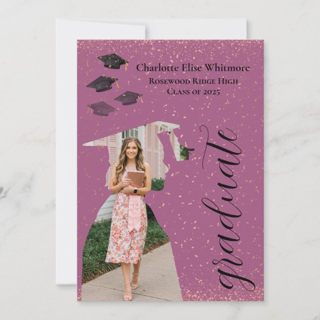 Modern Studenten-kungörelsen Inbjudan | Grad Photo (Framsida)