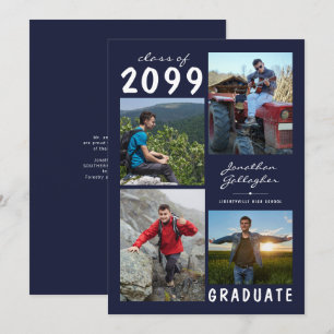 Modern Studenten-marinblå 4 foto, handskriven Meddelande