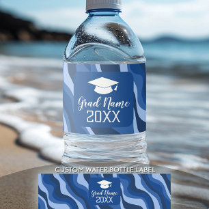 Modern Studenten med Funky Mönster och Namn Vattenflaskor Etikett