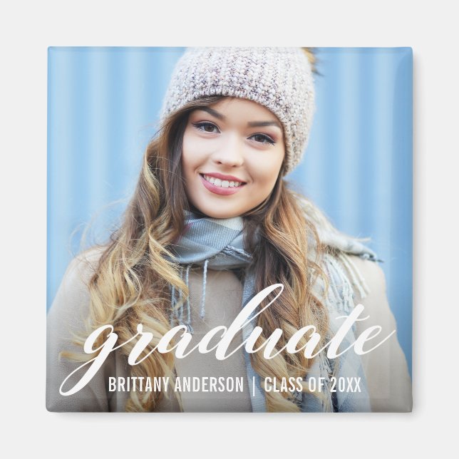 Modern Studenten-meddelande | Student Photo Sq Magnet (Framsidan)