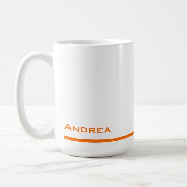 Modern Studenten Personlig Orange Script Kaffemugg (Vänster)