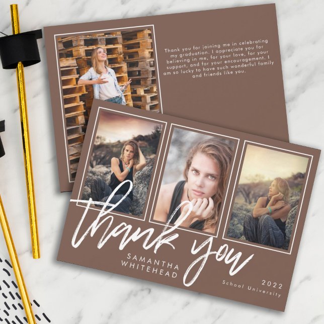 Modern Studenten Photo Collage Brown Tack Kort (Skapare uppladdad)