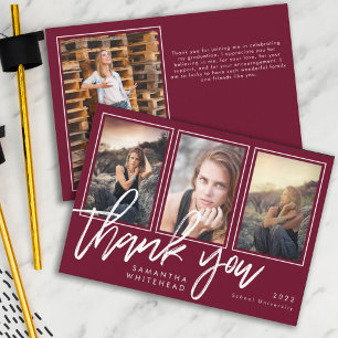 Modern Studenten Photo Collage Burgundy Tack Kort