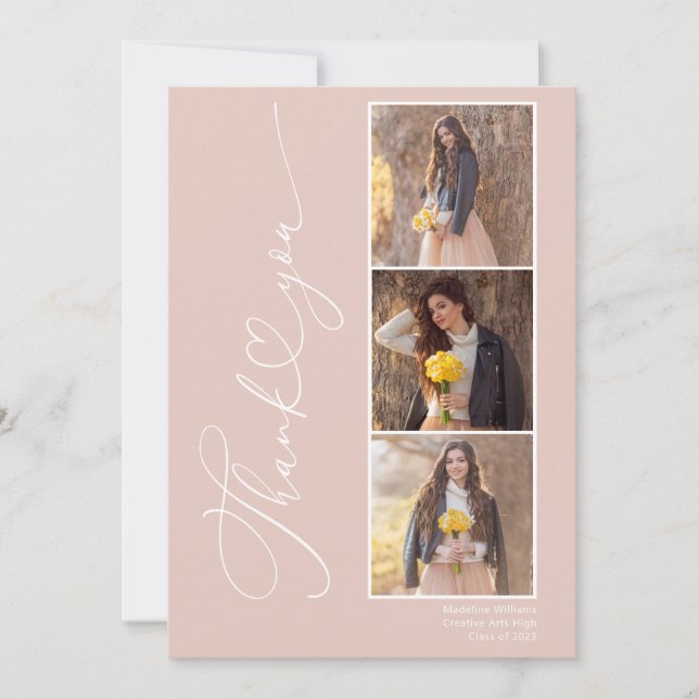 Modern Studenten Photo Collage Class från 2024 Tack Kort (Framsida)