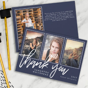 Modern Studenten Photo Collage Navy Blue Tack Kort