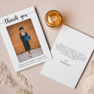 Modern Studenten Photo Elegant Script Tack Kort