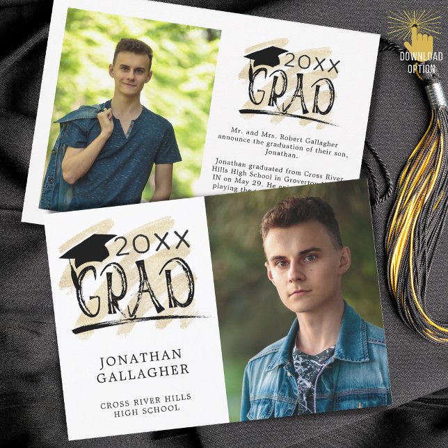 Modern Studenten Push Typography Grad 2 Foton Meddelande (Skapare uppladdad)