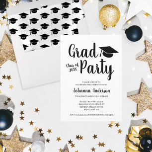 Modern Studenten Script Grad Party Inbjudningar