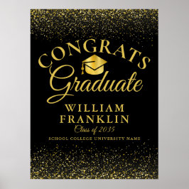 Modern Studenten-signatur för svart och Guld Glitt Poster