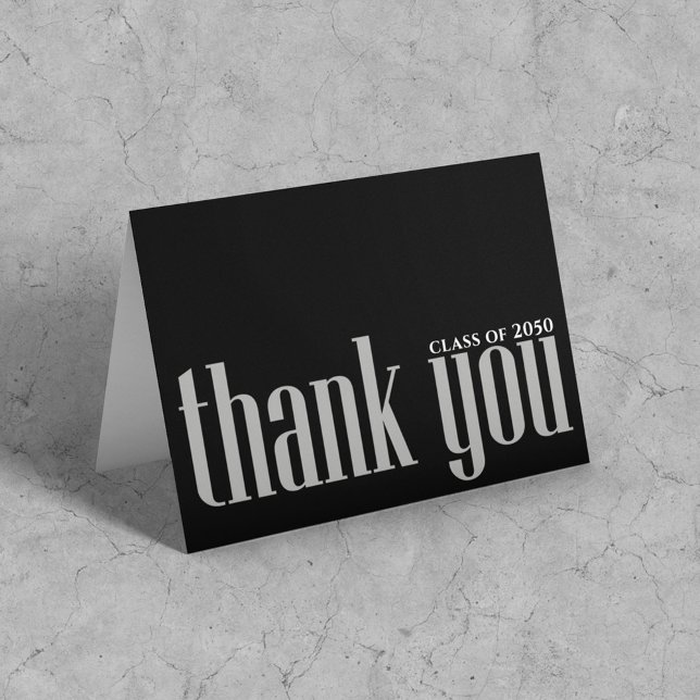 Modern Studenten Simple Typography-Anpassningsbar Kort (Simple black and grey photo thank you card. )