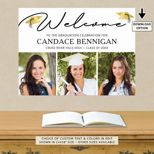 Modern Studenten Welcome 3 Photos Simple Script Poster (Skapare uppladdad)