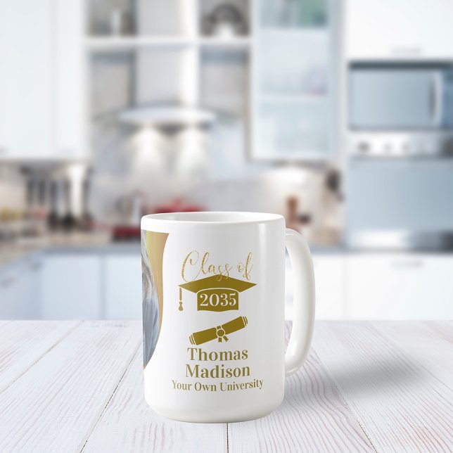 Modern Studenten White Guld Wave Kaffemugg (Skapare uppladdad)