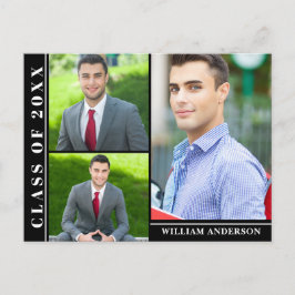 Modern Studentfest 3-FOTO-inbjudan för skript Vykort