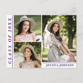 Modern Studentfest 3-FOTO-inbjudan för skript Vykort