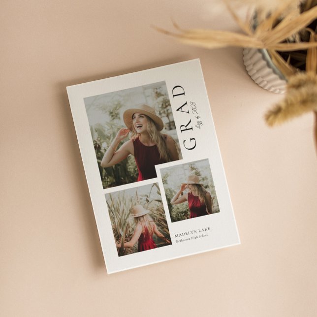 Modern Studentfest 3-fotoinbjudan Inbjudningar (Skapare uppladdad)