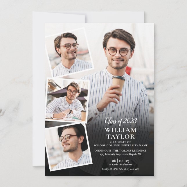 Modern Studentfest 5 inbjudan till fotokollage (Framsida)