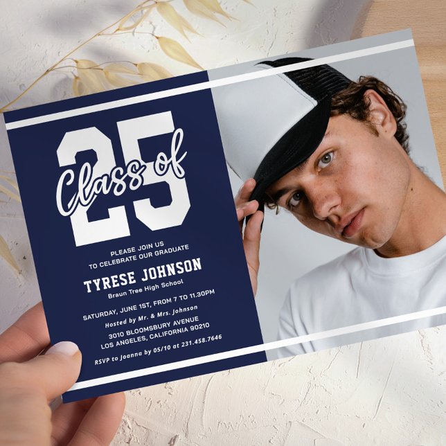 Modern Studentfest för blå foto Inbjudningar (Skapare uppladdad)