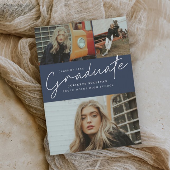 Modern Studentfest för fotosamling i skript 3 Inbjudningar (Skapare uppladdad)