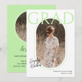 Modern Studentfest för minimal pastelllimfoto Inbjudningar