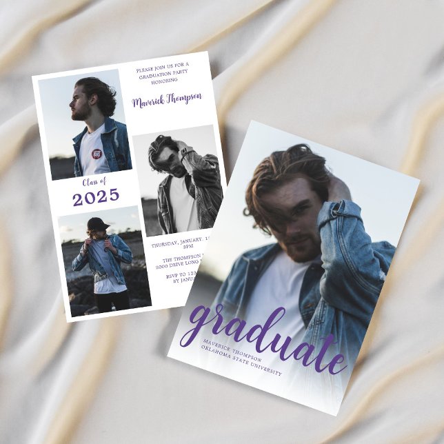 Modern Studentfest för minimalistisk Lila Inbjudningar (Skapare uppladdad)