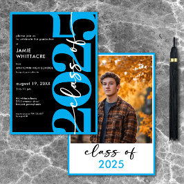 Modern Studentfest för minsta blå typografi Inbjudningar