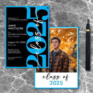 Modern Studentfest för minsta blå typografi Inbjudningar