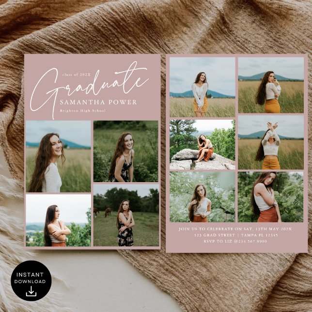 Modern Studentfest för  Ro 10-foton Inbjudningar (Skapare uppladdad)