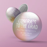 Modern studentfest för rosa av regnbåge,  knapp<br><div class="desc">Den moderna contemporaryn grungy Photo studentfest Decor favor keychain. Med plats för foto och information på baksidan av kortet. Modern rosa,  pur[ppel,  teal,  blå,  grönt,  orange,  gult,  pastellregnbåge och vit färg kan anpassas till kostym i stil.</div>