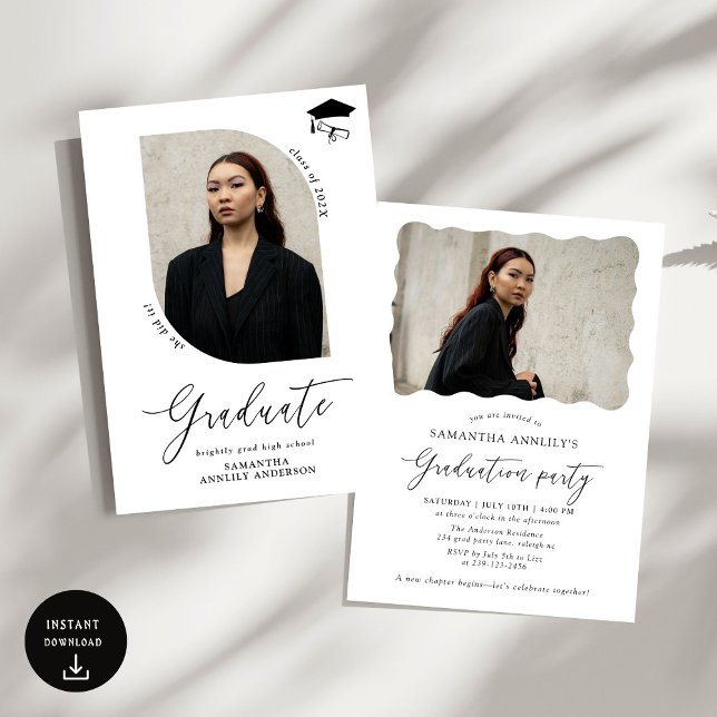 Modern Studentfest för skriptfoto Inbjudningar (Skapare uppladdad)