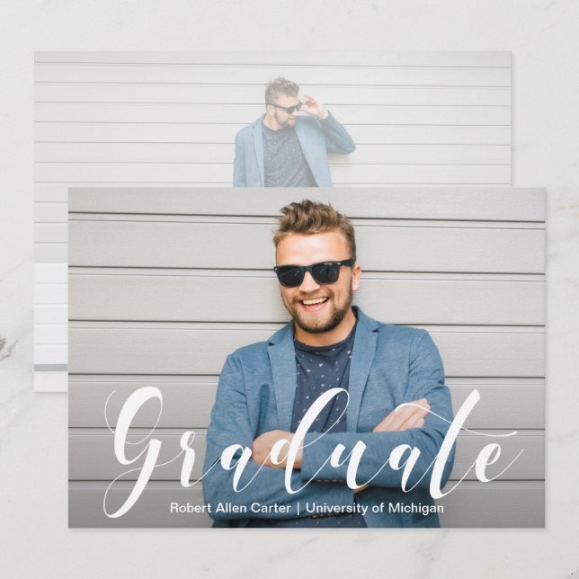 Modern Studentfest för skriptfoto Inbjudningar (Fram/baksida)