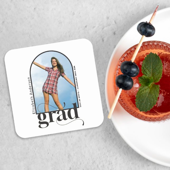 Modern Studentfest för svart grad-bild Underlägg Papper Kvadrat (Skapare uppladdad)
