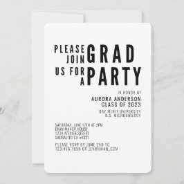Modern Studentfest med minimal fetstil Inbjudningar