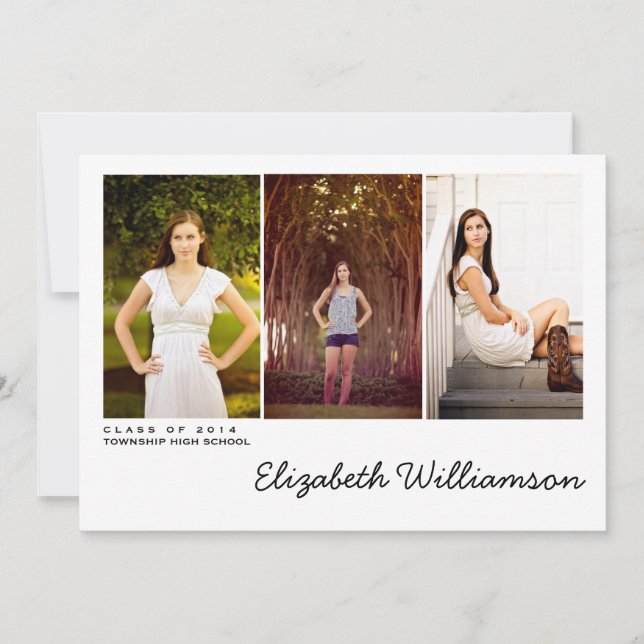 Modern studentfestinbjudan för tre foto inbjudningar (Framsida)