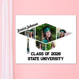 Modern Studentmössa Shape Photo Collage Poster