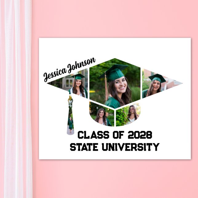 Modern Studentmössa Shape Photo Collage Poster (Graduation cap commemorative Photo Collage Poster)
