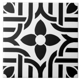 Modern Stylish Black &White Abstract Floral Kakelplatta