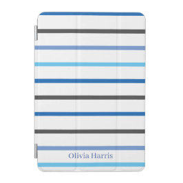 Modern Stylish Blue Stripes Custom iPad Mini Skydd