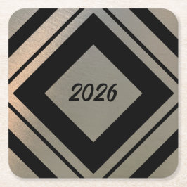 Modern Stylish Brushed Metal 2026 New Years Party Underlägg Papper Kvadrat