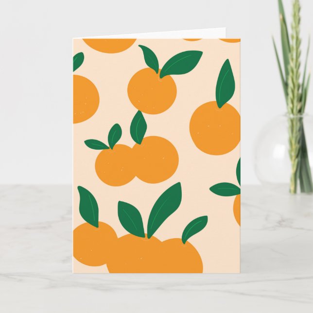 Modern Stylish Citrus Fruit Oranges Pattern Kort (Framsida)