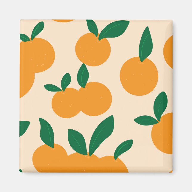 Modern Stylish Citrus Fruit Oranges Pattern Magnet (Framsidan)
