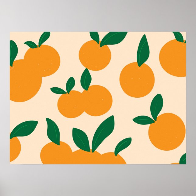 Modern Stylish Citrus Fruit Oranges Pattern Poster (Framsidan)