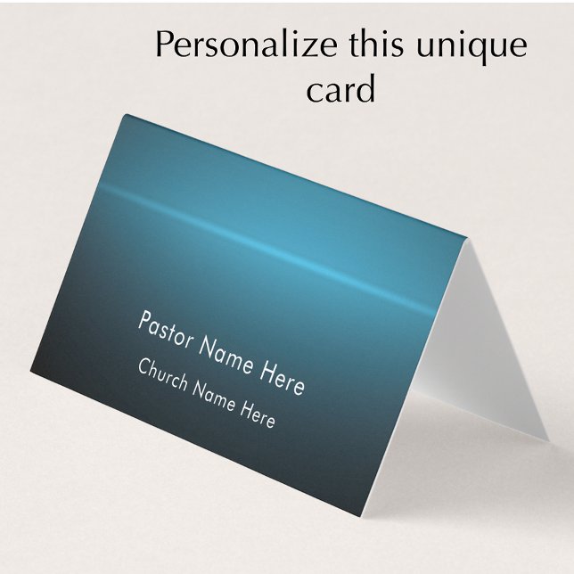 Modern Stylish Custom Text Christian Church Pastor Visitkort (Personalize this unique modern blue turquoise business card template. Stylish pastor contact card.)
