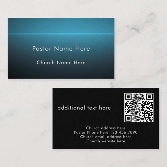 Modern Stylish Custom Text QR Code Church Pastor Visitkort (Fram/baksida)